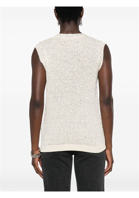 Top in maglia Melyssa con paillettes in beige Golden Goose - donna GOLDEN GOOSE | GWP01922P00169111560
